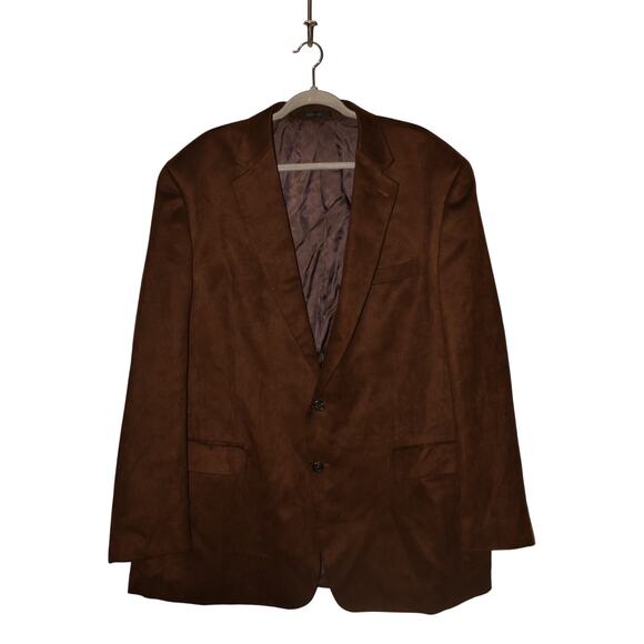 CHAPS $150 Brown Faux Suede Blazer Sports Coat Two Button Men's 46R - Picture 1 of 3